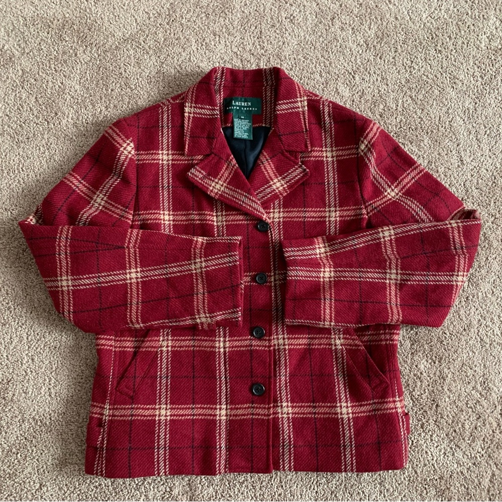 Vintage Ralph Lauren Burgundy Plaid Blazer